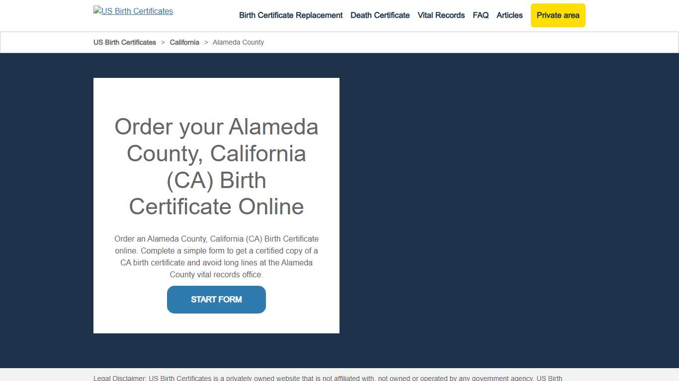 Alameda County (CA) Birth Certificate Online - US Birth Certificates