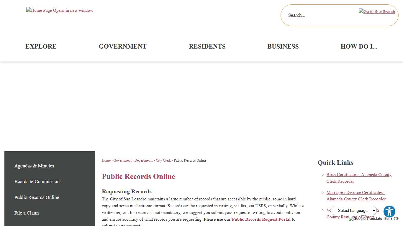 Public Records Online San Leandro, CA